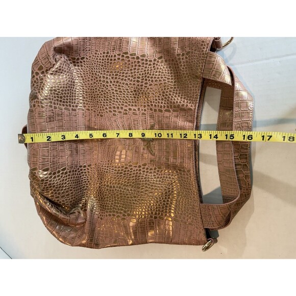 Tabelina Large Shoulder Bag Crossbody Hobo Rose Pink/Gold Croc Like Valentina - Picture 4 of 16